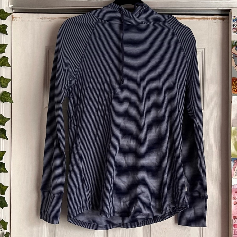 Light blue and navy blue Eddie Bauer striped sweatshirt